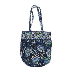 Vera Bradley Mediterranean Blue Purse Tote Bag Medium Toggle Int Pockets Retired
